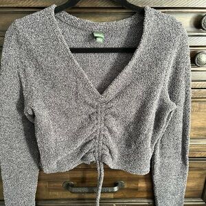 Wild Fable Charcoal Textured V-Neck Top